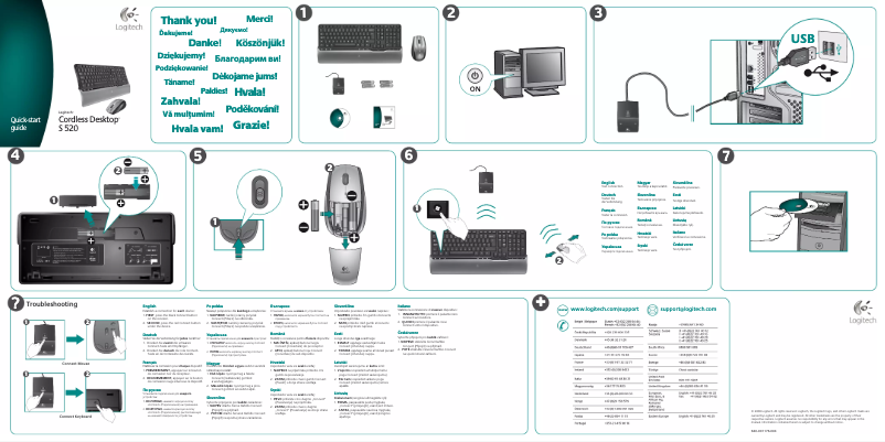 Page n°1 - Manuel utilisateur Logitech Cordless Desktop S520