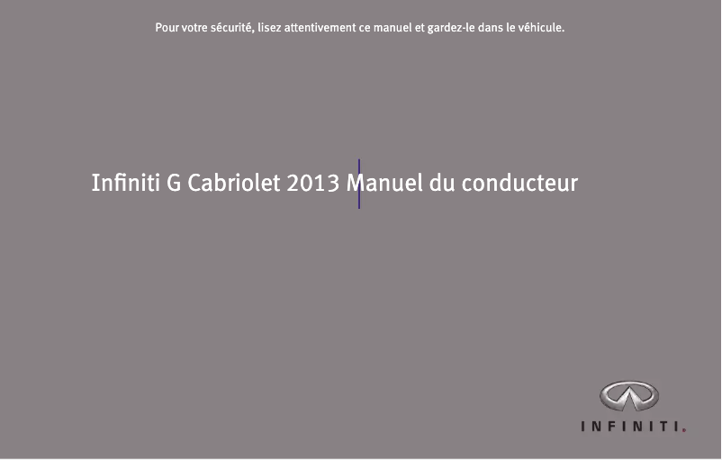 Page 1 de la notice Manuel utilisateur Infiniti Q60 Convertible (2013)
