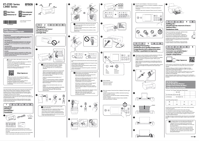 Page 1 de la notice Guide d'installation Epson EcoTank ET-2726