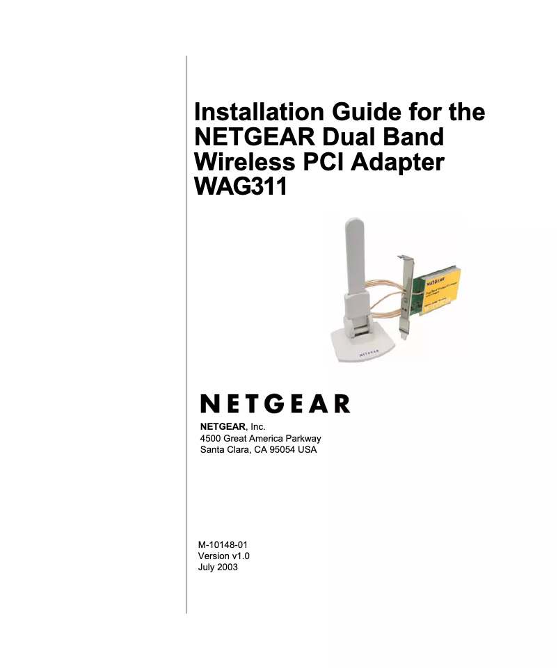 Page 1 de la notice Guide d'installation Netgear WAG311