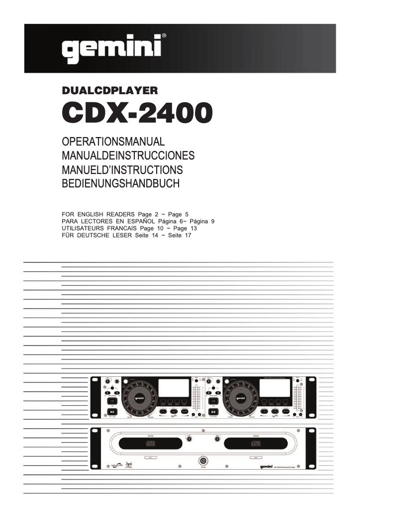 Page 1 de la notice Manuel utilisateur Gemini CDX 2400