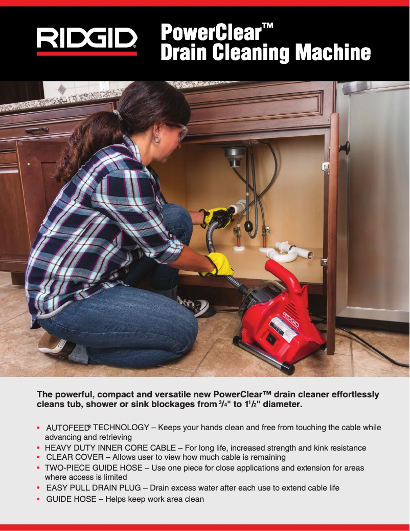 Page 1 de la notice Catalogue Ridgid PowerClear