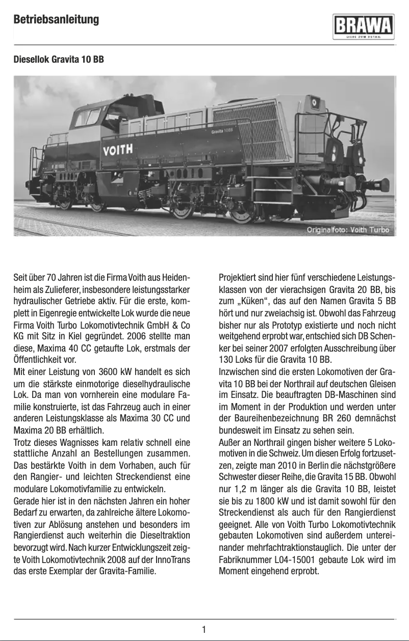 Image de la première page du manuel de l'appareil 62701 Gravita 10 BB