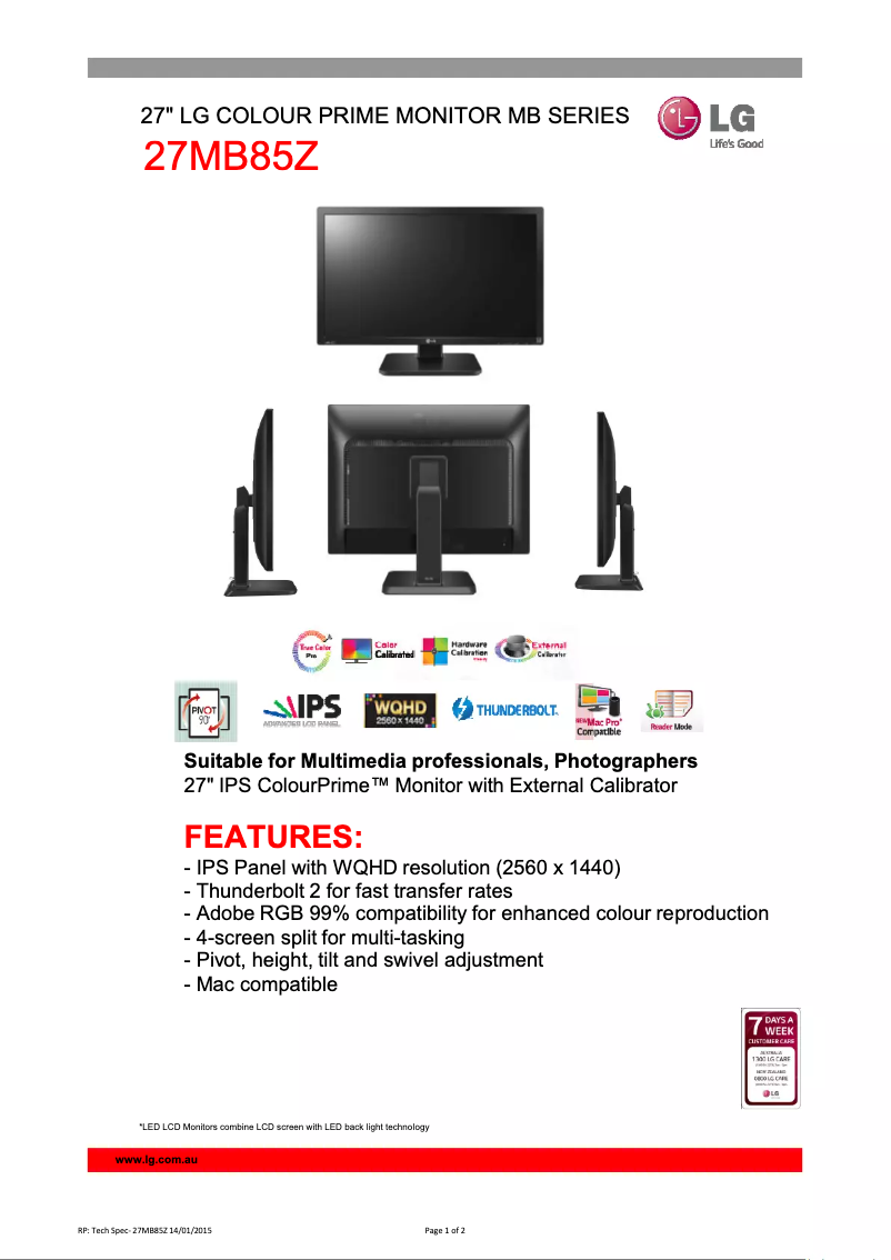 Image de la première page du manuel de l'appareil 27MB85Z-B