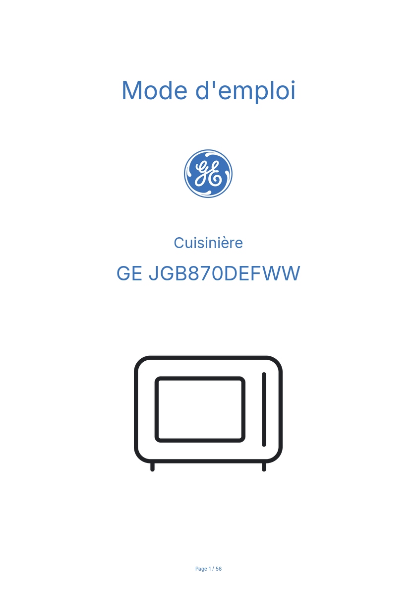 Image de la première page du manuel de l'appareil JGB870DEFWW