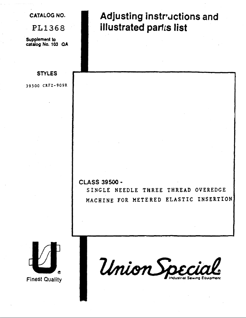 Page n°1 - Manuel utilisateur Union Special 39500CRFZ909R