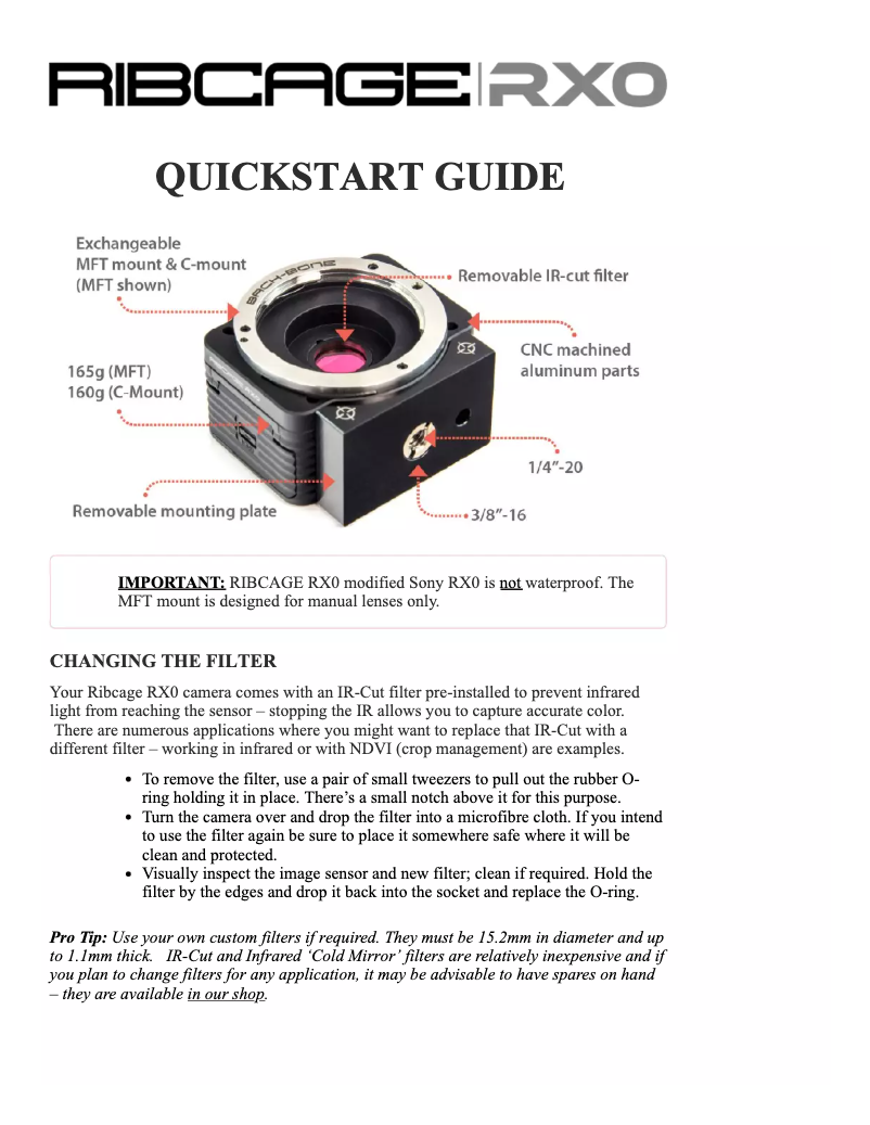 Página 1 del manual Manual de usuario Back-Bone Gear RIBCAGE RX0
