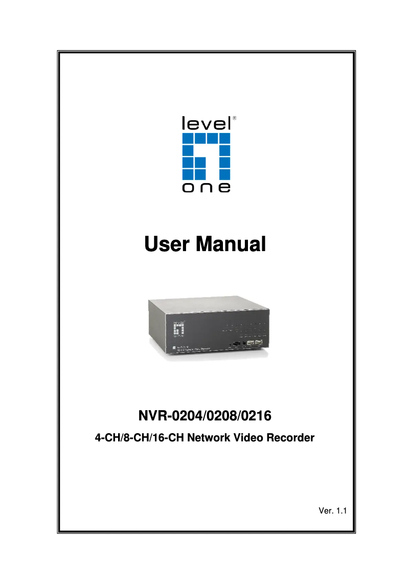 Page n°1 - Manuel utilisateur LevelOne NVR-0204