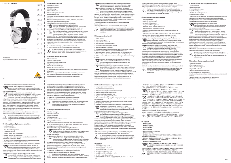Page 1 de la notice Guide de démarrage rapide Behringer HPS3000