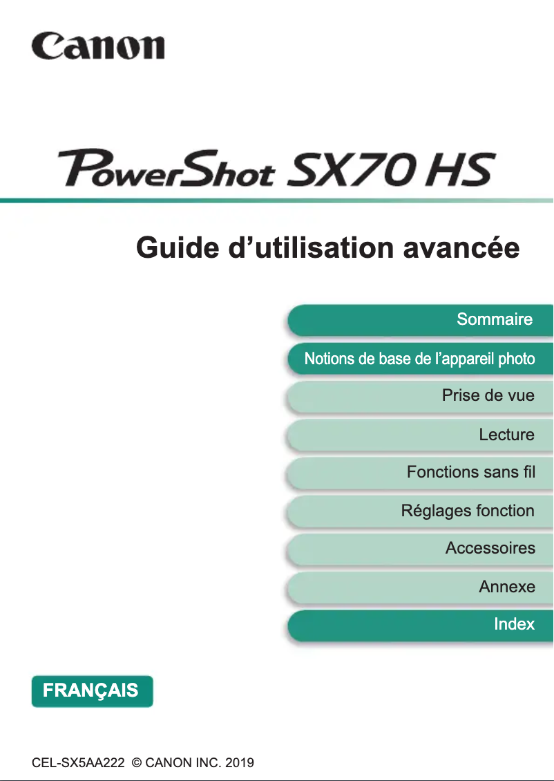 Page n°1 - Manuel utilisateur Canon PowerShot SX70 HS
