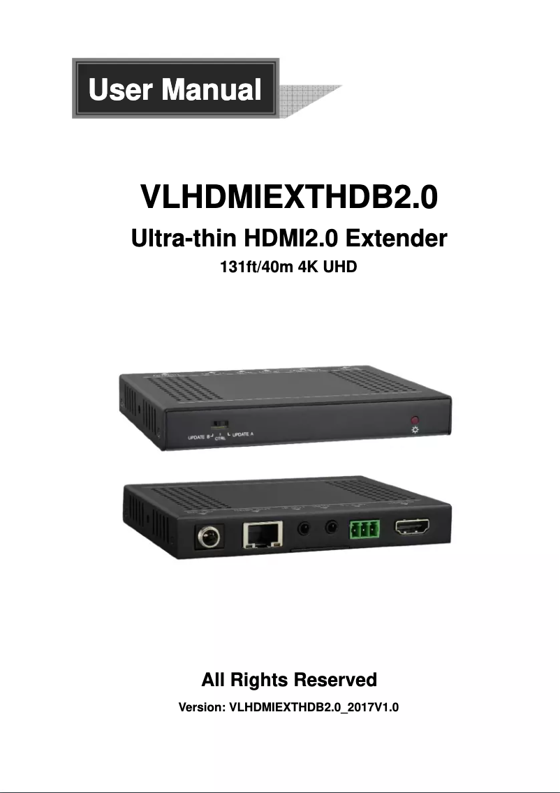 Image de la première page du manuel de l'appareil VLHDMIEXTHDB2.0