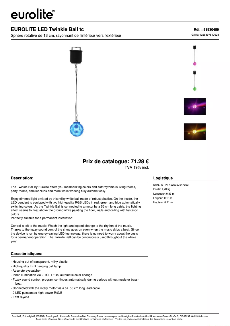 Image de la première page du manuel de l'appareil LED Twinkle Ball TC
