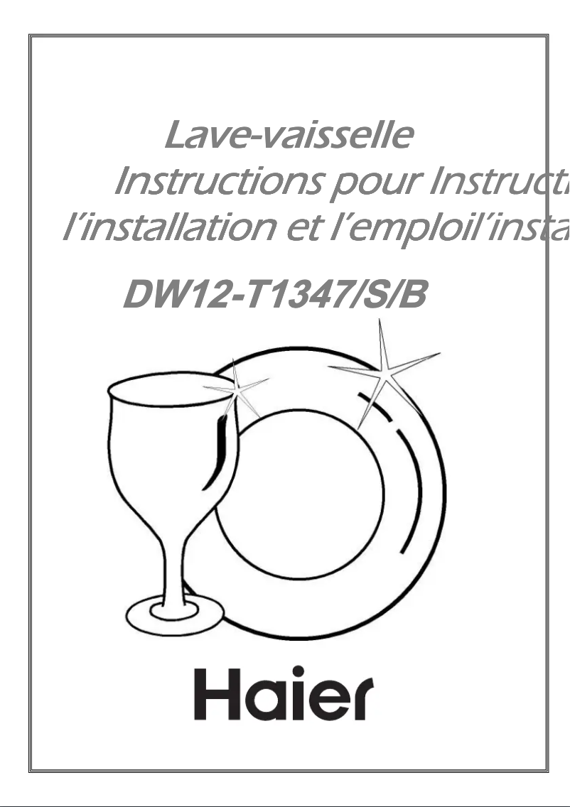 Page 1 de la notice Manuel utilisateur Haier DW12-T1347/1