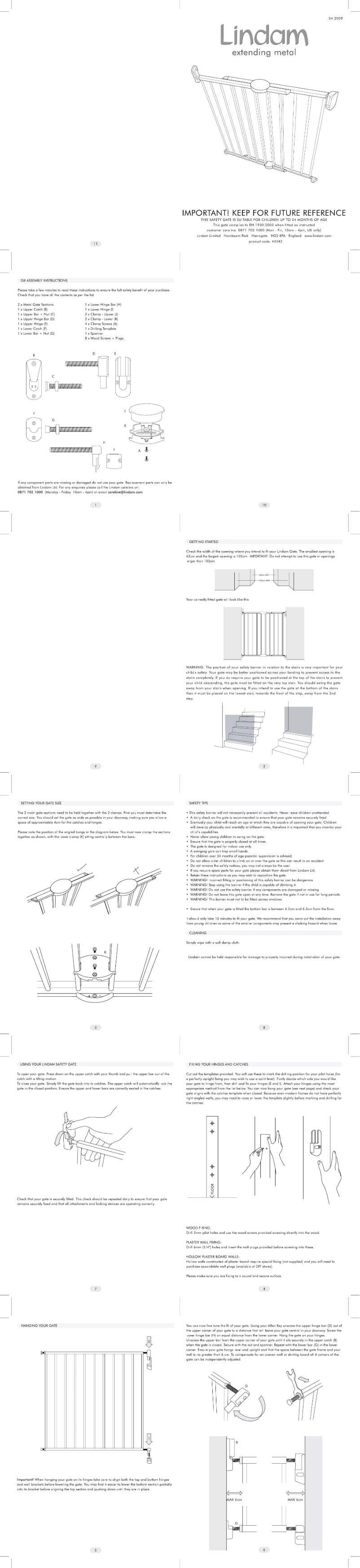 Page 1 de la notice Manuel utilisateur Lindam Extending Metal LD104