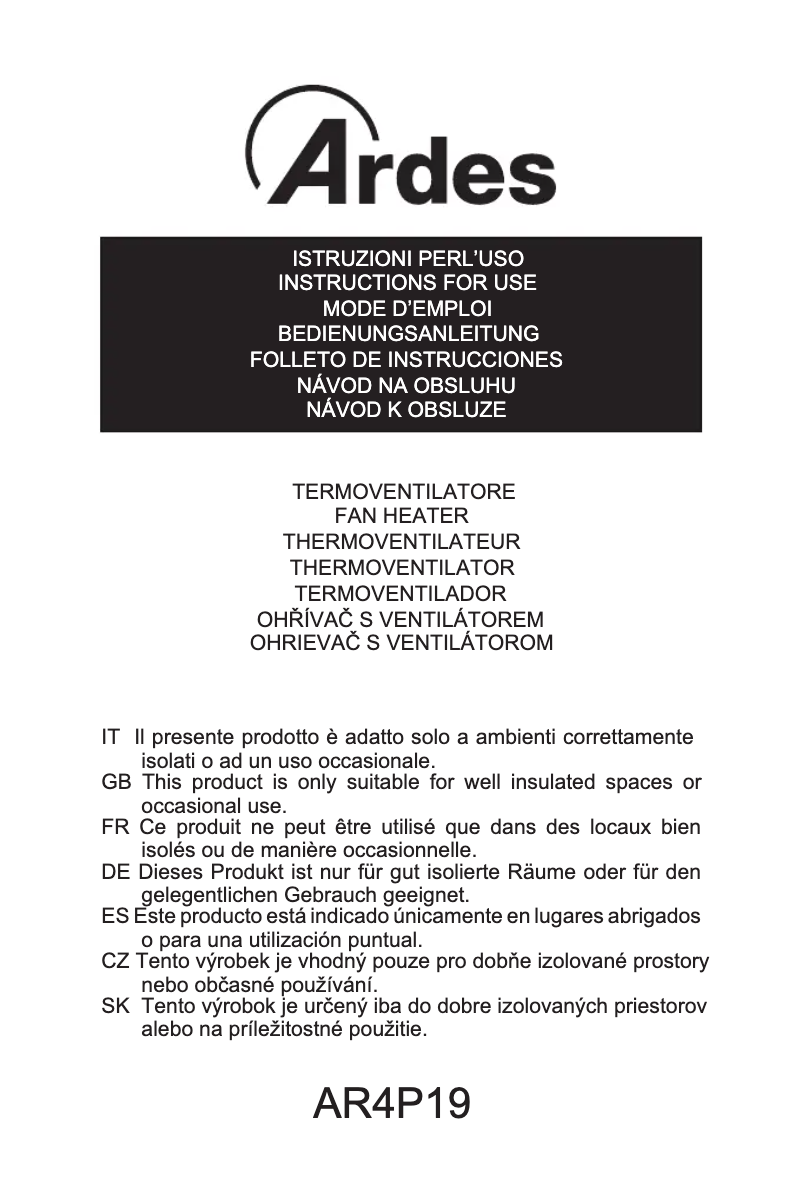 Imagen de la primera página del manual del dispositivo AR4P19