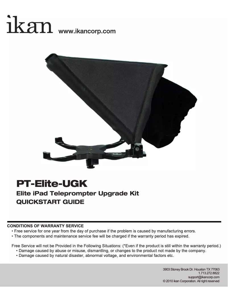 Image de la première page du manuel de l'appareil PT-Elite-UGK