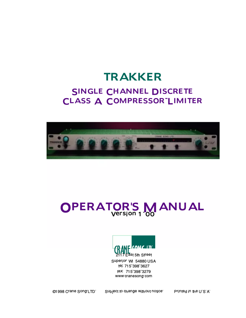 Image de la première page du manuel de l'appareil Trakker