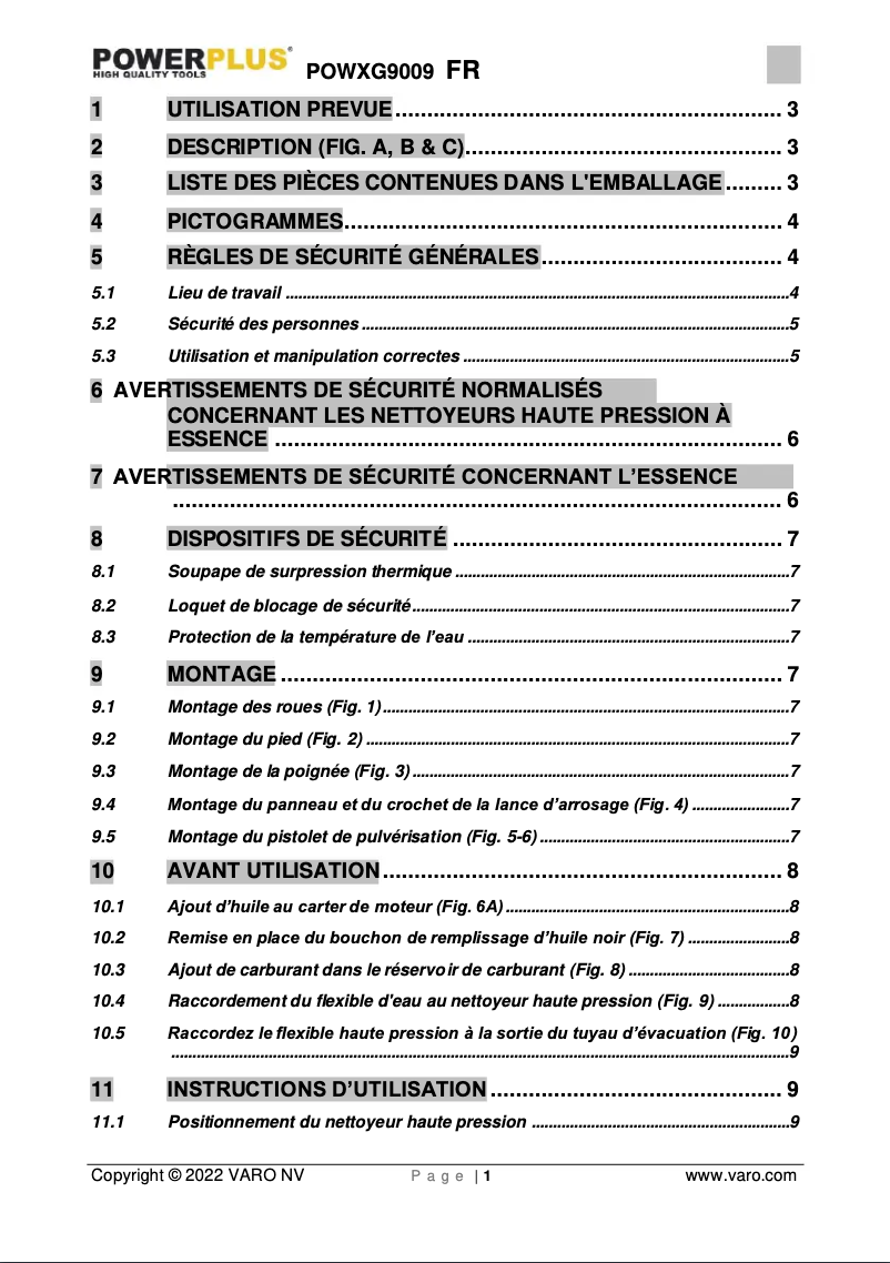 Page 1 de la notice Manuel utilisateur PowerPlus POWXG9009