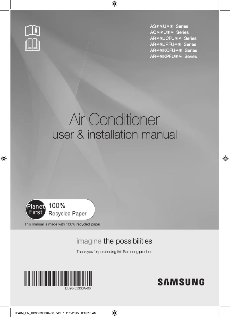 Page n°1 - Manuel utilisateur Samsung AR25JPFUPWK