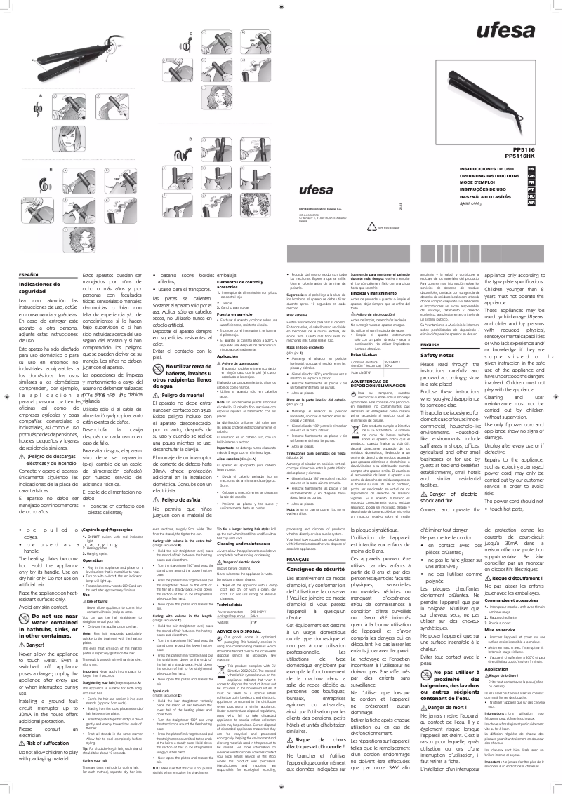 Page n°1 - Manuel utilisateur Ufesa PP5116