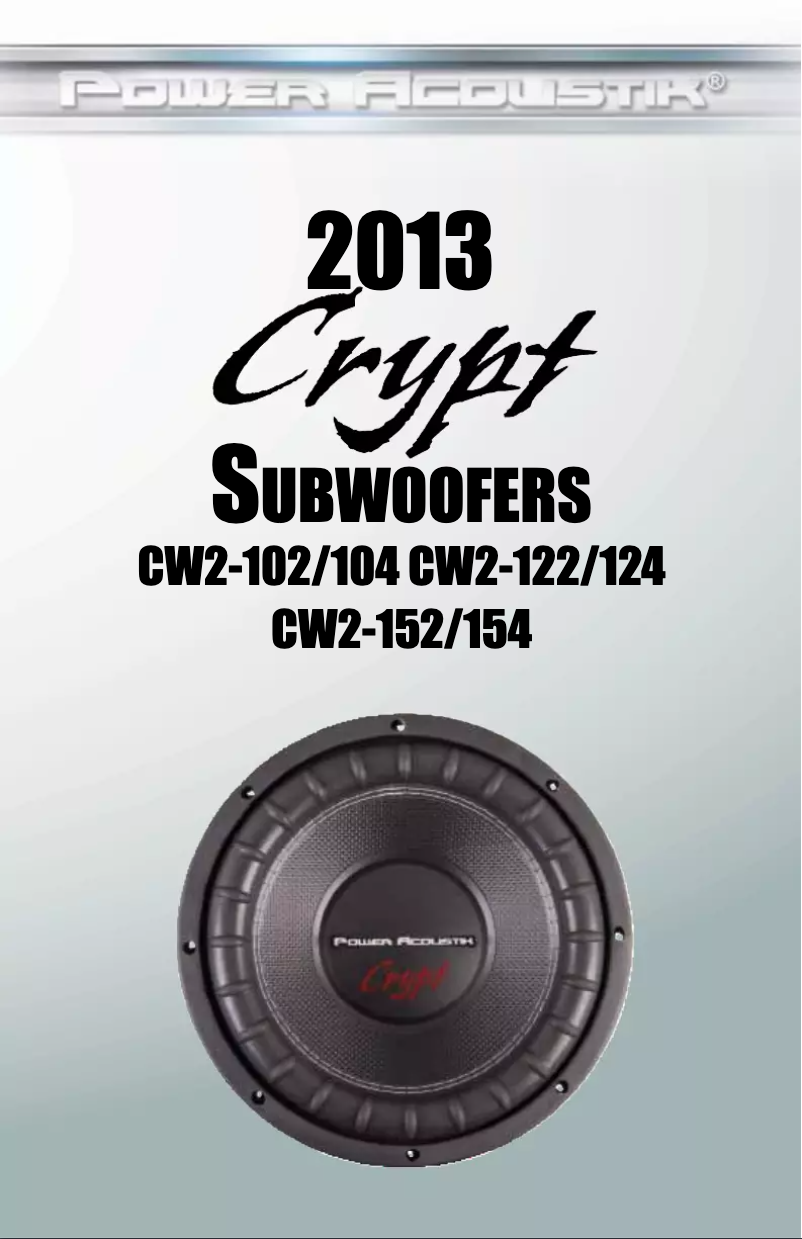 Page n°1 - Manuel utilisateur Power Acoustik Crypt CW2-124