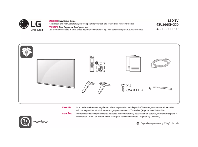 Page 1 de la notice Manuel utilisateur LG 43US660H0DD