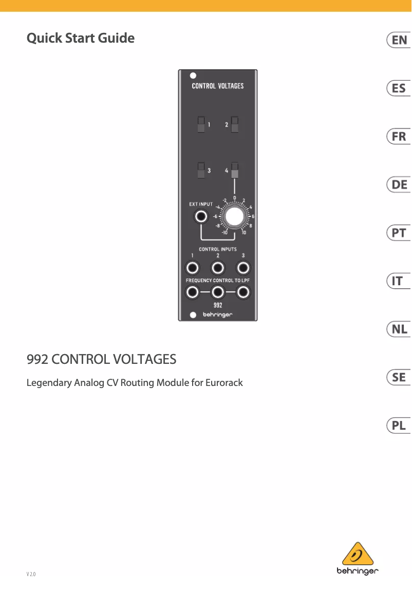 Page 1 de la notice Manuel utilisateur Behringer 992 Control Voltages