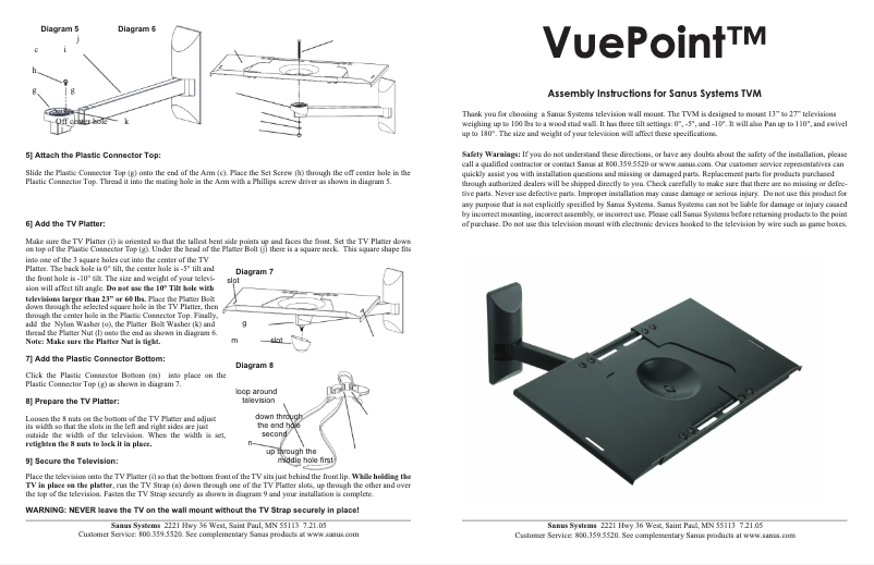 Page 1 de la notice Manuel utilisateur Sanus VuePoint