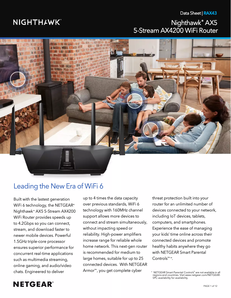 Image de la première page du manuel de l'appareil Nighthawk RAX43