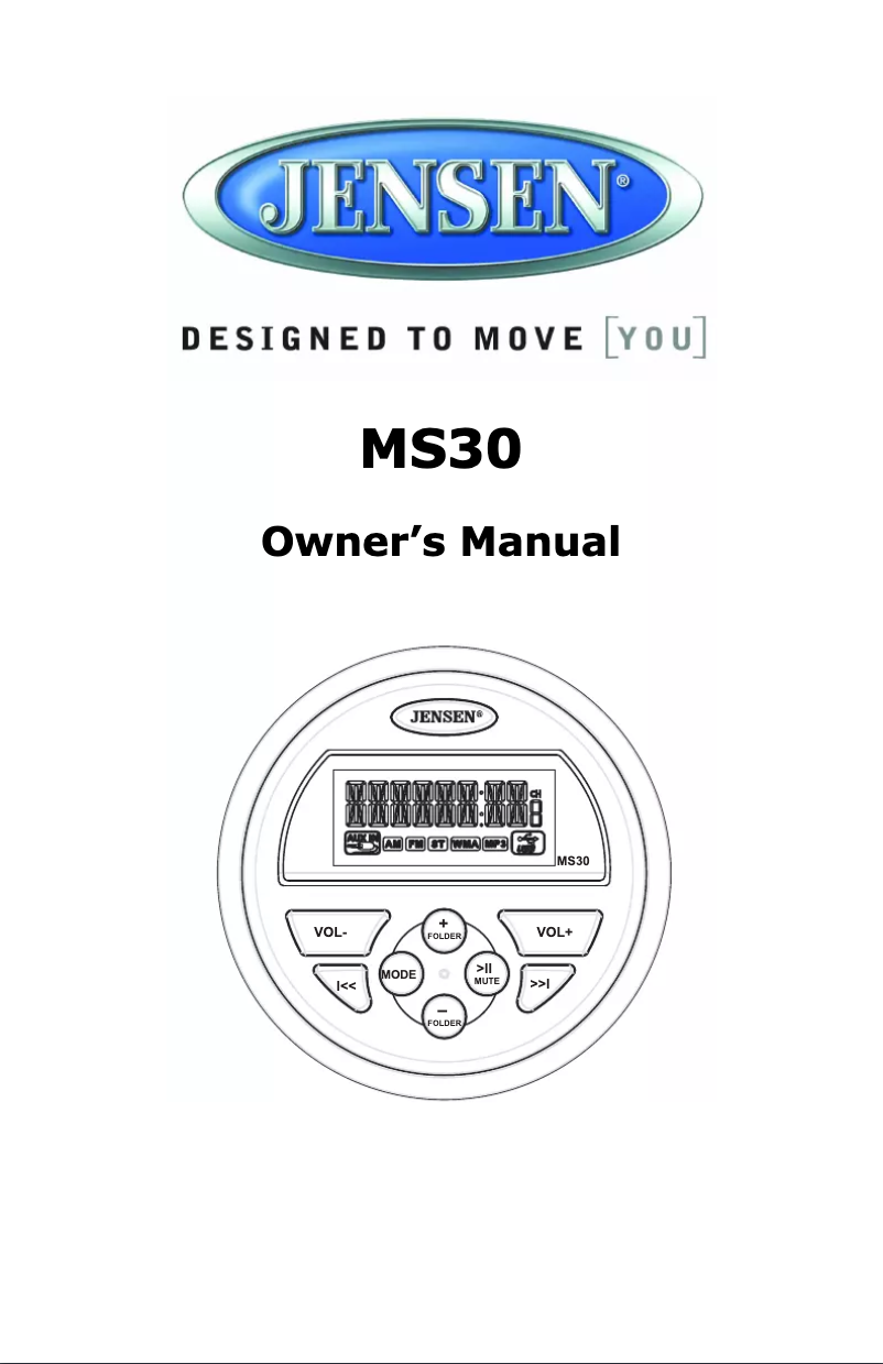 Page 1 de la notice Manuel utilisateur Jensen MS30