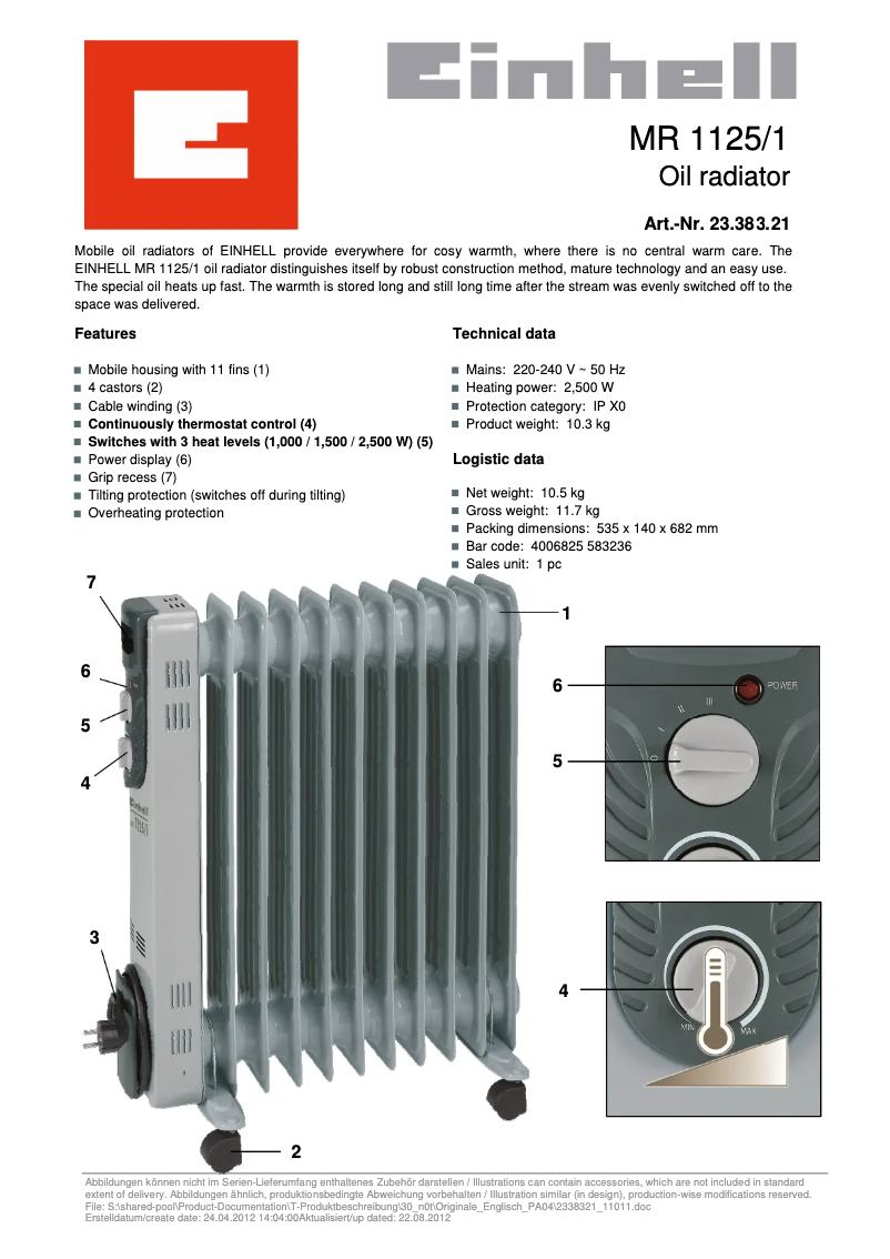Image de la première page du manuel de l'appareil MR 1125/1