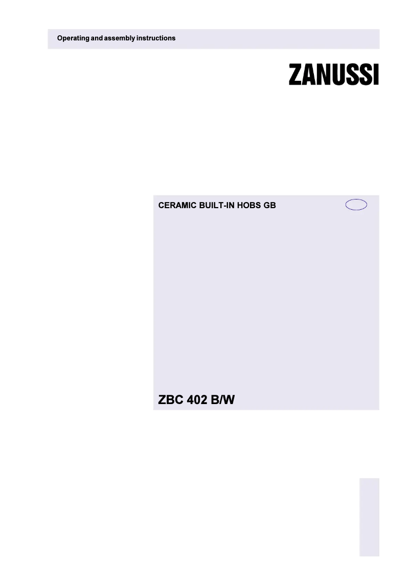 Page 1 de la notice Manuel utilisateur Zanussi ZBC402B