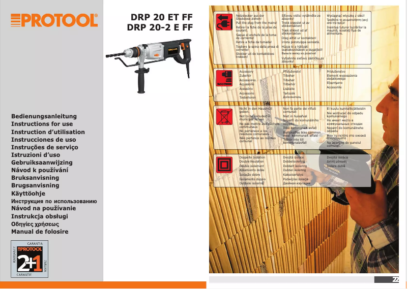 Page 1 de la notice Manuel utilisateur Protool DRP 20 ET FF XL SET