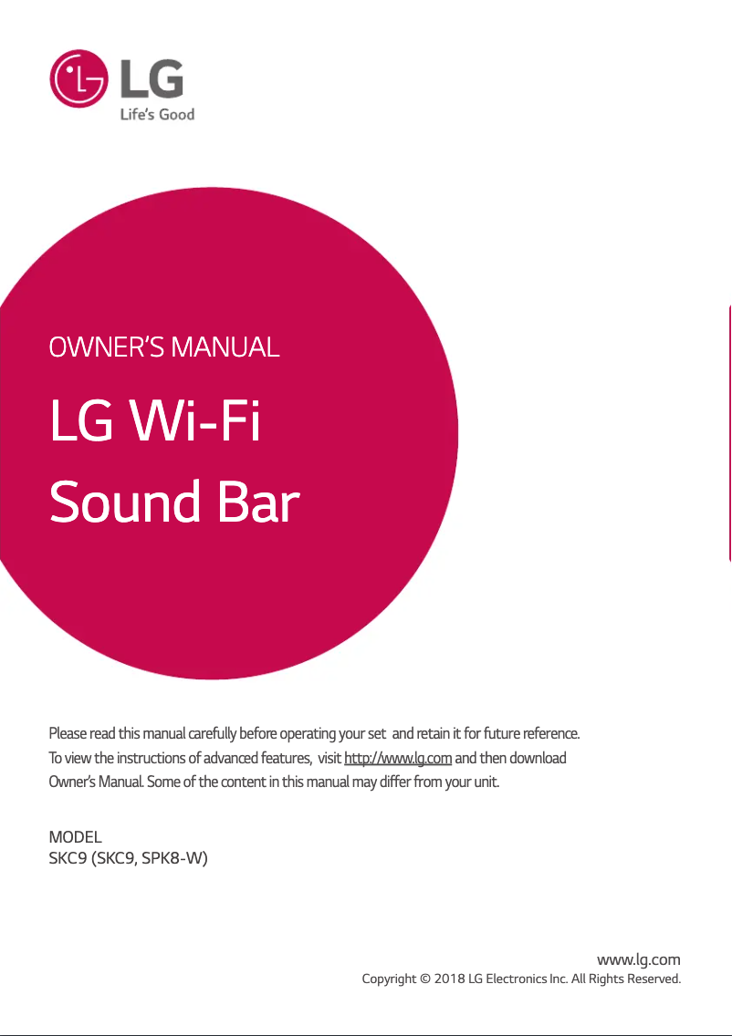 Page 1 de la notice Manuel utilisateur LG SKC9