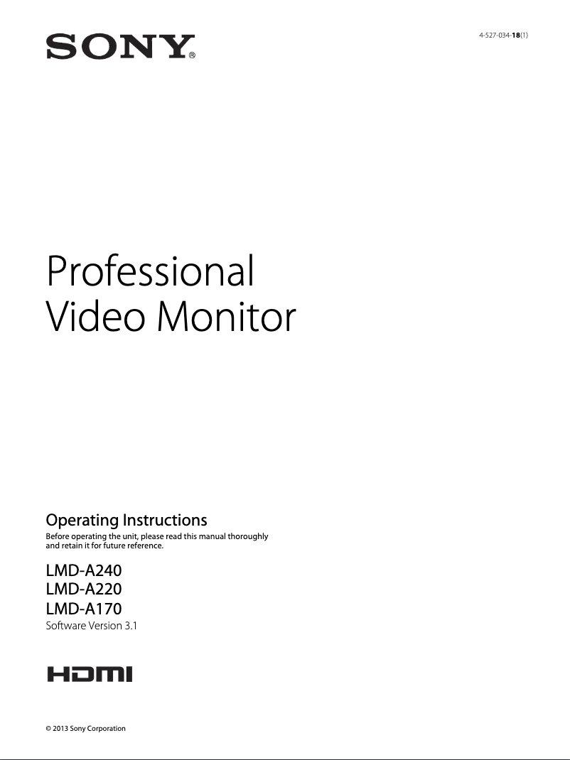 Página 1 del manual Manual de usuario Sony LMD-A170