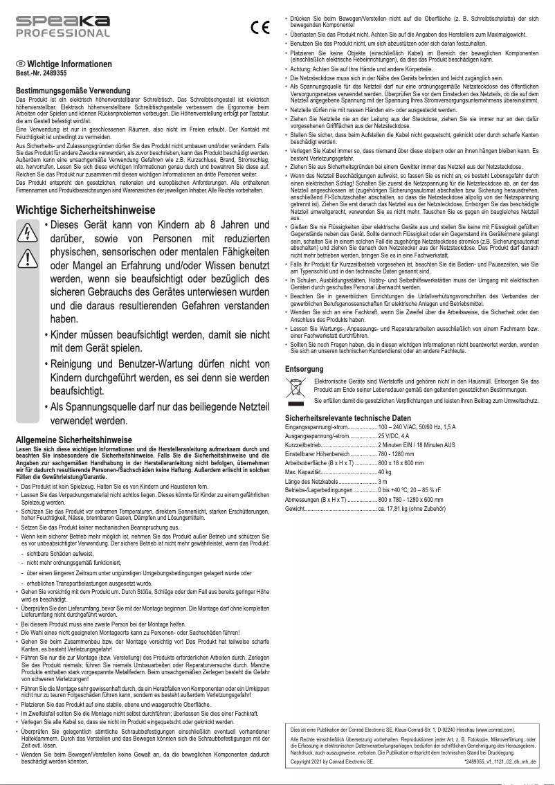 Page n°1 - Manuel utilisateur Speaka SP-SSW-300