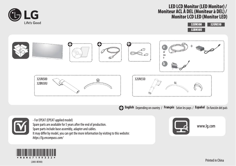 Imagen de la primera página del manual del dispositivo 32UN550