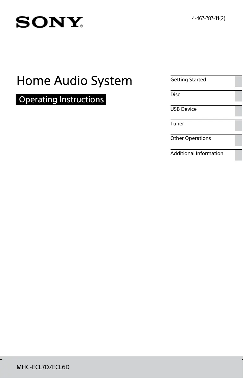 Page n°1 - Manuel utilisateur Sony MHC-ECL7D