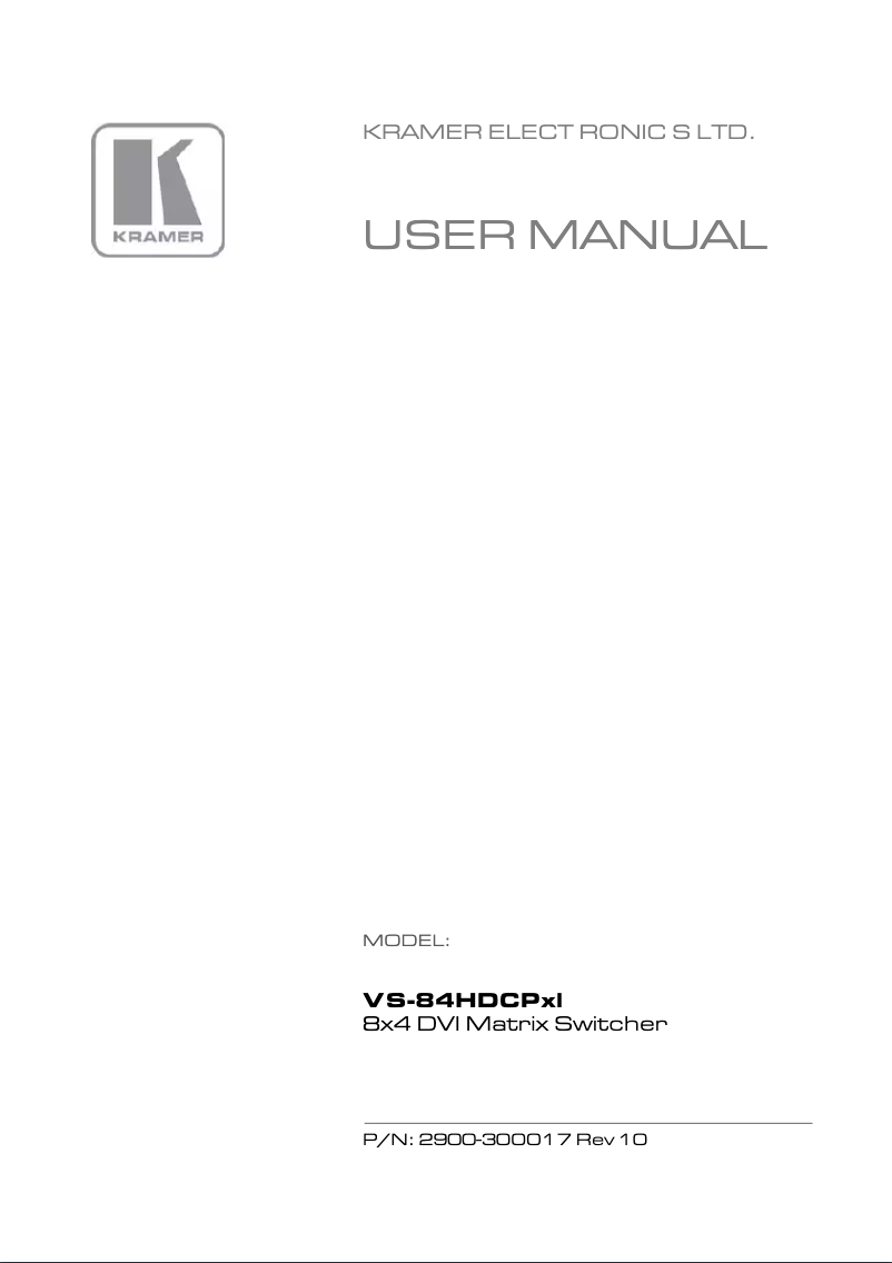 Page n°1 - Manuel utilisateur Kramer VS-84HDCPxl