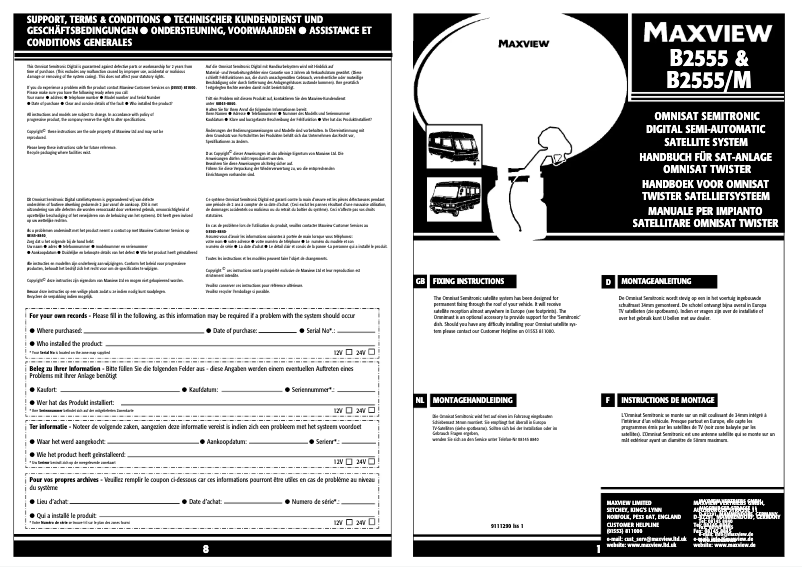Page n°1 - Manuel utilisateur Maxview B2555