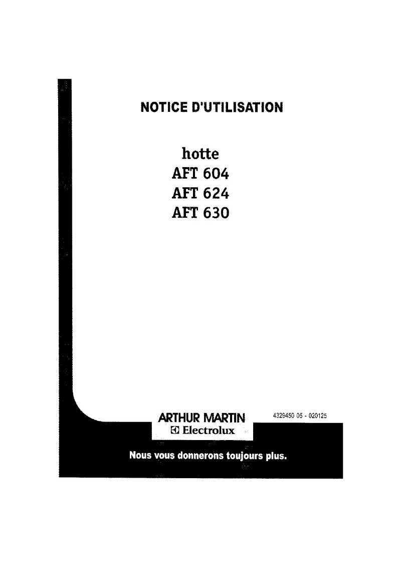 Page 1 de la notice Manuel utilisateur Arthur Martin-Electrolux AFT630X