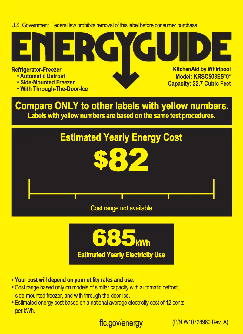 Página 1 del manual Etiqueta energética KitchenAid KRSC503E