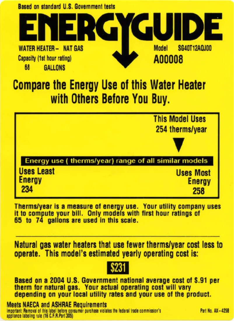 Page n°1 - Label énergétique GE SG40T12AQJ00