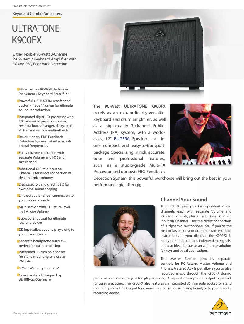 Page n°1 - Fiche technique Behringer K900FX
