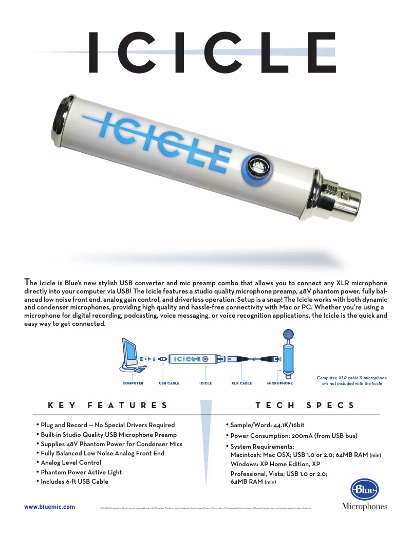 Page n°1 - Manuel utilisateur Blue Microphones Icicle
