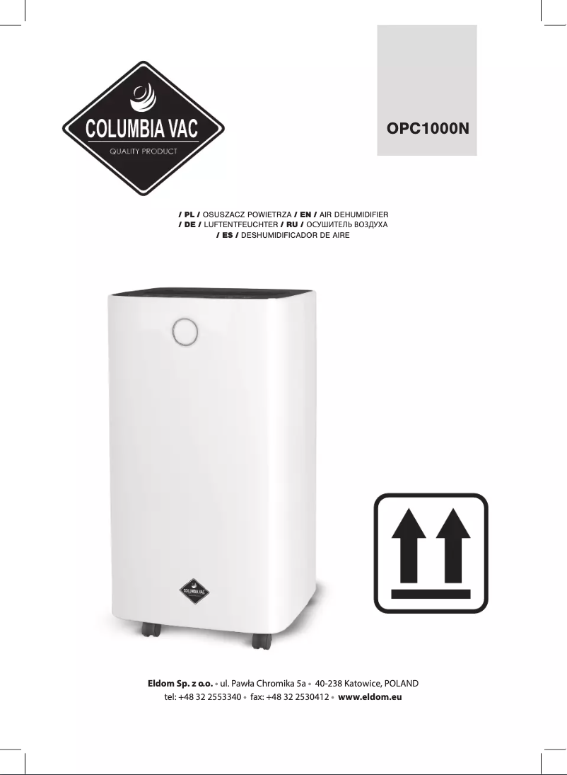 Page n°1 - Manuel utilisateur Columbia Vac OPC1000N