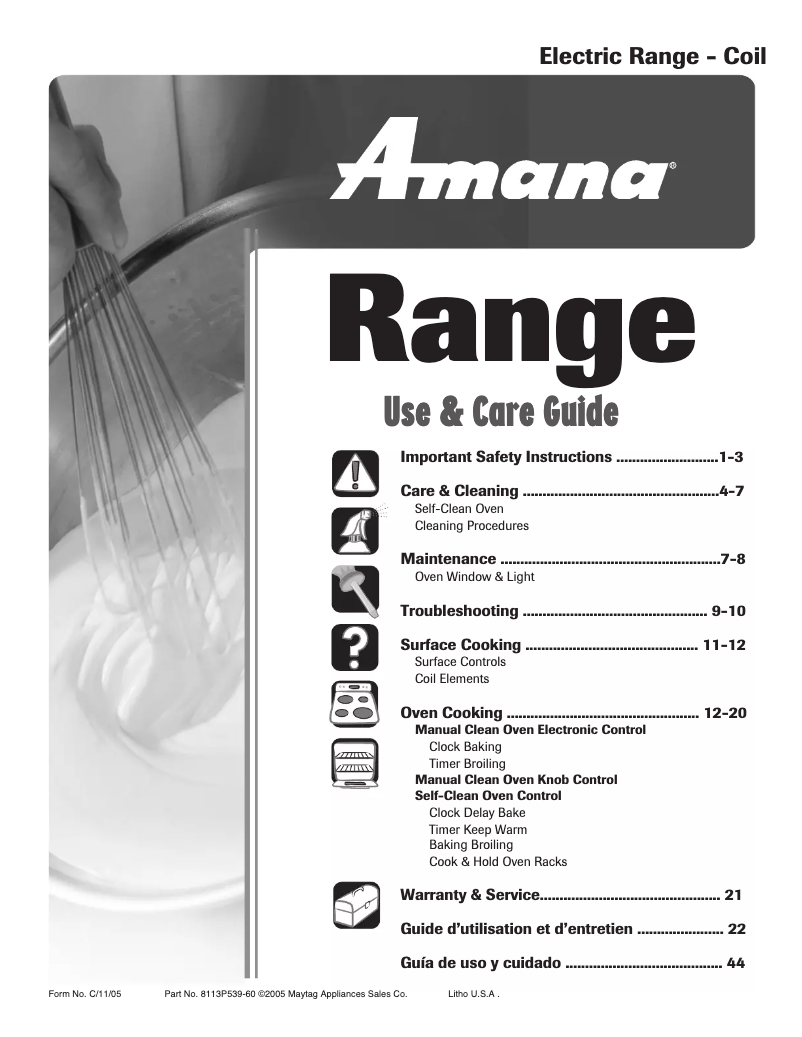 Page n°1 - Manuel utilisateur Amana AER4111AAW10