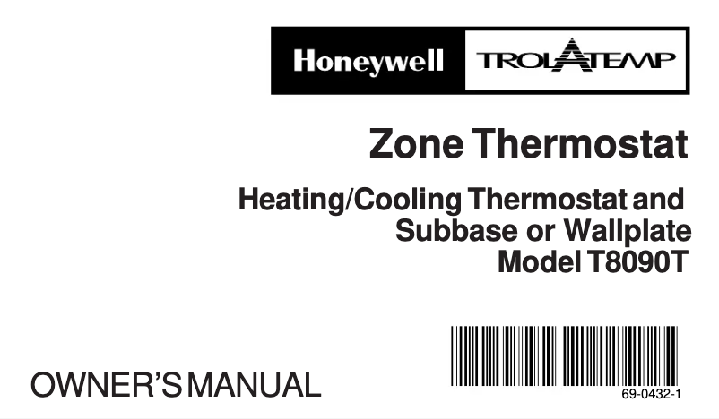 Page n°1 - Manuel utilisateur Honeywell T8090T