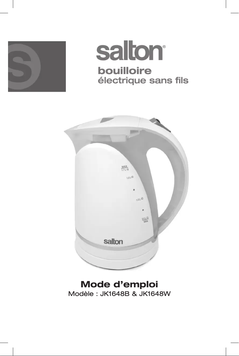Page 1 de la notice Manuel utilisateur Salton JK1648