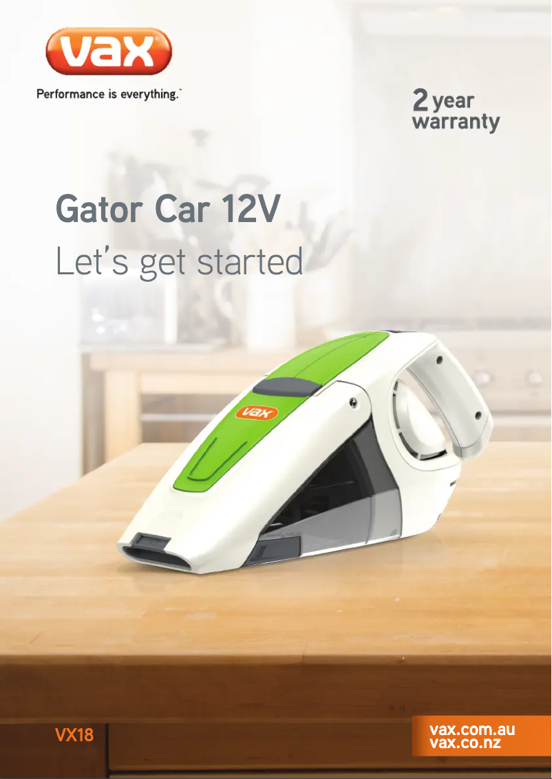 Image de la première page du manuel de l'appareil Gator 12V VX18